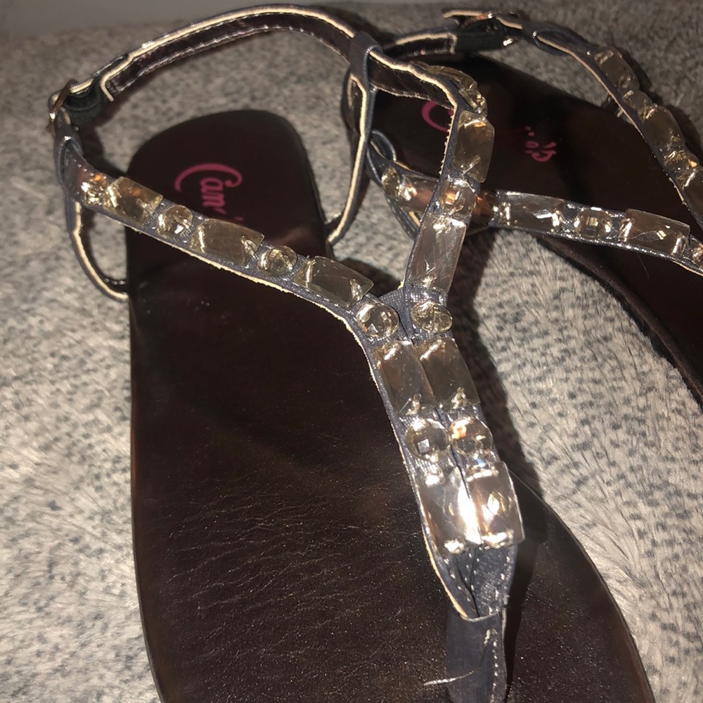 🌶️🌶️🌶️ Candies Silver Rhinestone Sandals - Picture 2 of 8